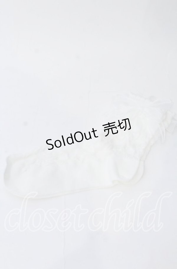 画像1: m petit by misako / リボン付き透かしリボン柄クルーソックス  シロ O-25-11-12-1013-LO-ZA-OW-OS (1)