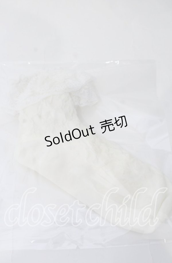 画像1: m petit by misako / 透かしリボン柄クルーソックス  アイボリー O-25-11-12-1016-LO-ZA-OW-OS (1)