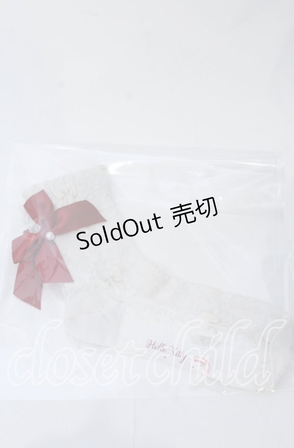 画像1: m petit by misako / サンリオキャラクターズコラボリボンレース柄クルーソックス  シロ O-25-11-12-1002-LO-ZA-OW-OS (1)