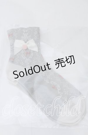 画像: m petit by misako / プチバラ＆リボン付きクルーソックス  グレー O-25-11-12-1025-LO-ZA-OW-OS