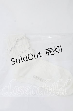 画像: m petit by misako / ロゴリボンクルーソックス  アイボリー O-25-11-12-1027-LO-ZA-OW-OS