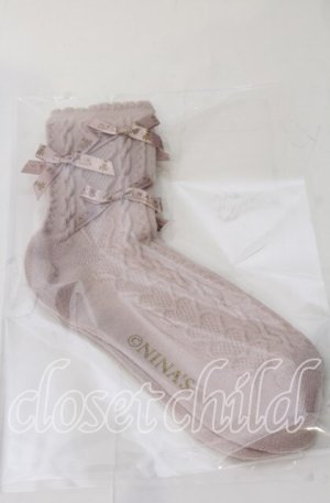 画像: m petit by misako / ロゴリボンクルーソックス  ピンク O-25-11-12-1028-LO-ZA-OW-OS