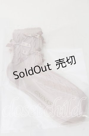 画像: m petit by misako / ロゴリボンクルーソックス  ピンク O-25-11-12-1028-LO-ZA-OW-OS