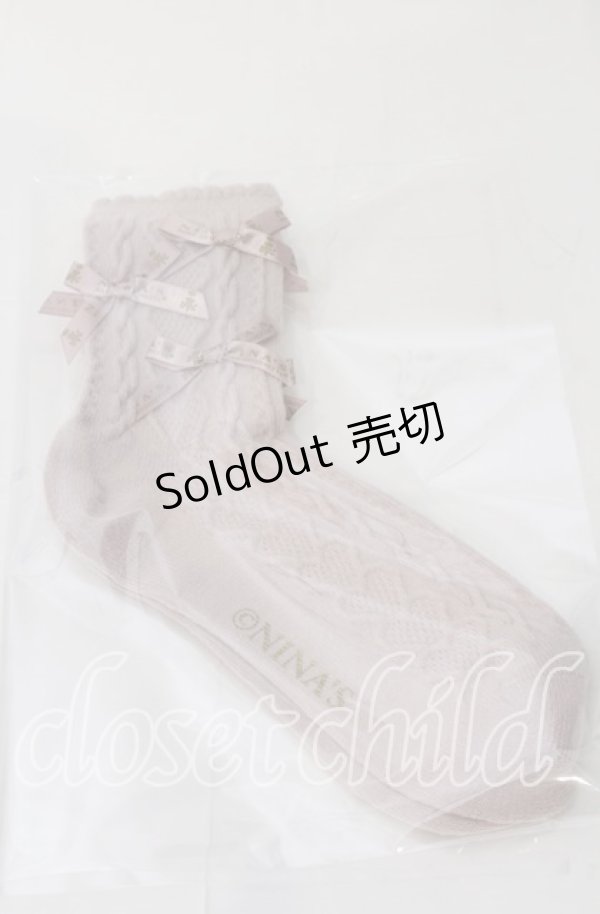 画像1: m petit by misako / ロゴリボンクルーソックス  ピンク O-25-11-12-1028-LO-ZA-OW-OS (1)