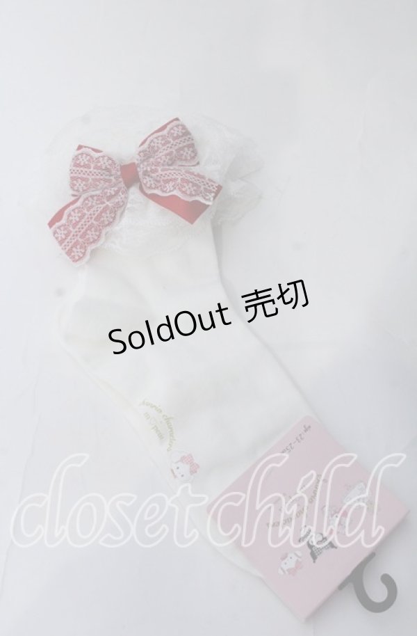 画像1: m petit by misako / サンリオキャラクターズコラボ コギミュン ソックス 23ｃｍ〜25ｃｍ シロ×アカ O-25-11-12-1042-LO-ZA-OW-OS (1)