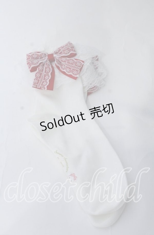 画像1: m petit by misako / サンリオキャラクターズコラボ コギミュン ソックス  シロ×アカ O-25-11-12-1043-LO-ZA-OW-OS (1)