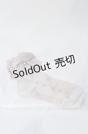 画像: m petit by misako / ハートレース柄リボン付きクルーソックス  ピンク O-25-11-12-1007-LO-ZA-OW-OS