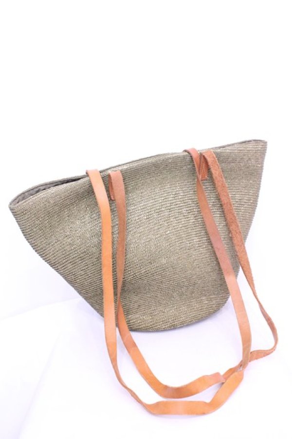 画像2: WONDERFUL WORLD / ストロートートバッグ  グリーン×ブラウン O-25-11-12-001-LO-BG-IG-ZT88 (2)