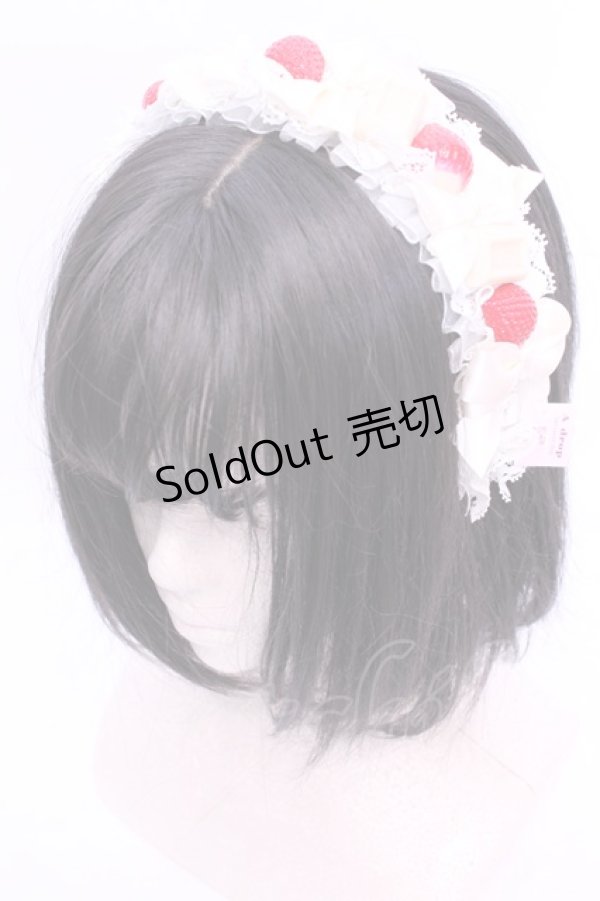 画像1: A drop / イチゴとリボンのカチューシャ  オフ O-25-11-12-009-LO-AC-IG-OS (1)