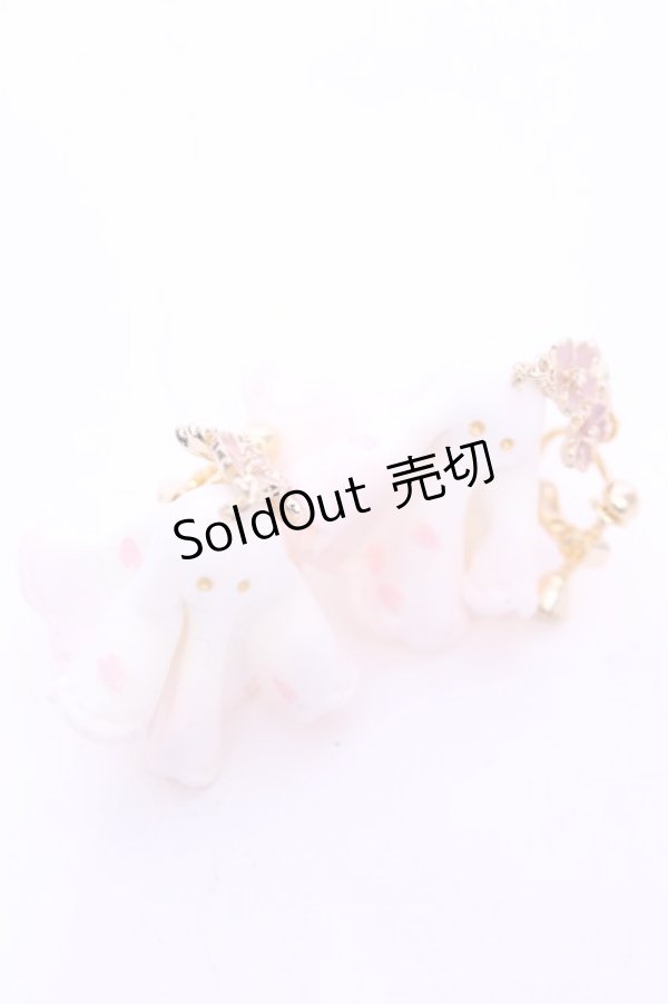 画像1: Mystic Garden / Who are you   彷徨うおばけの耳飾り  with Cheery Blossom イヤリング  シロ×ピンク O-25-11-12-013-LO-AC-IG-OS (1)