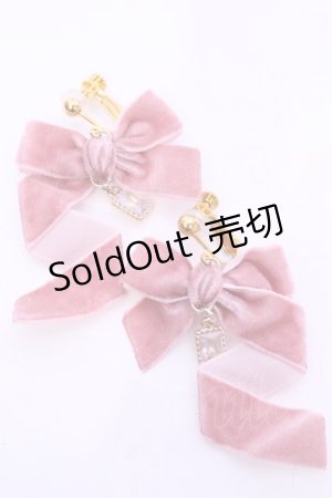 画像: LOTUS ribbon / イヤリング  ピンクベロア O-25-11-12-016-EL-AC-IG-OS