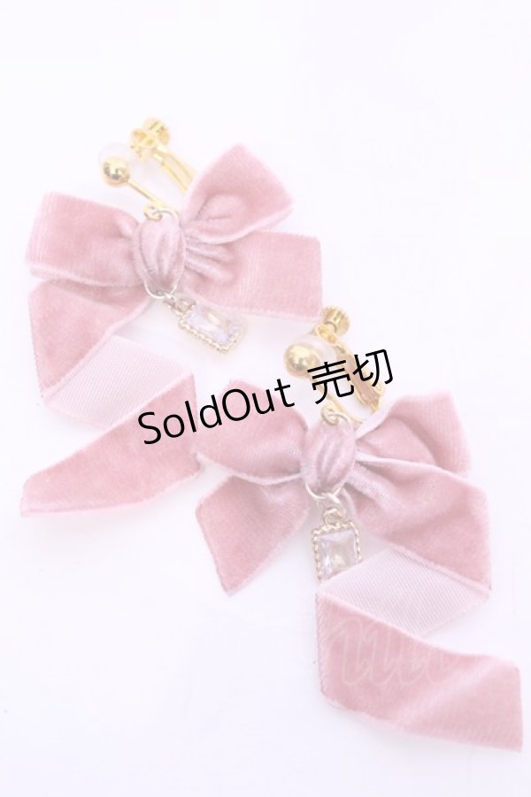 画像1: LOTUS ribbon / イヤリング  ピンクベロア O-25-11-12-016-EL-AC-IG-OS (1)