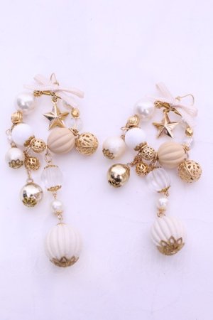 画像: アソビゴコロ×オトメゴコロ / クリスマスリースピアス  アイボリー×シロ O-25-11-12-022-LO-AC-IG-OS