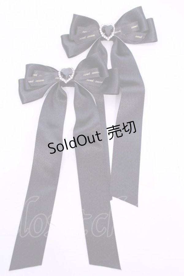 画像1: Sweet Season / リボンクリップ  クロ×ビジューハート O-25-11-12-028-LO-AC-IG-OS (1)