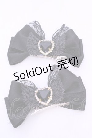 画像: ちょらび工房 / ハートビジューリボンクリップ  クロ O-25-11-12-032-LO-AC-IG-OS