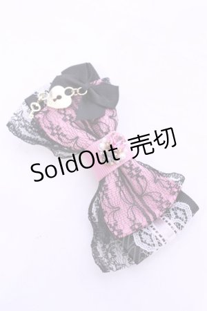 画像: REILA heart pink ring / レースグログランリボンのクリップ  ピンク×クロ O-25-11-12-033-LO-AC-IG-OS