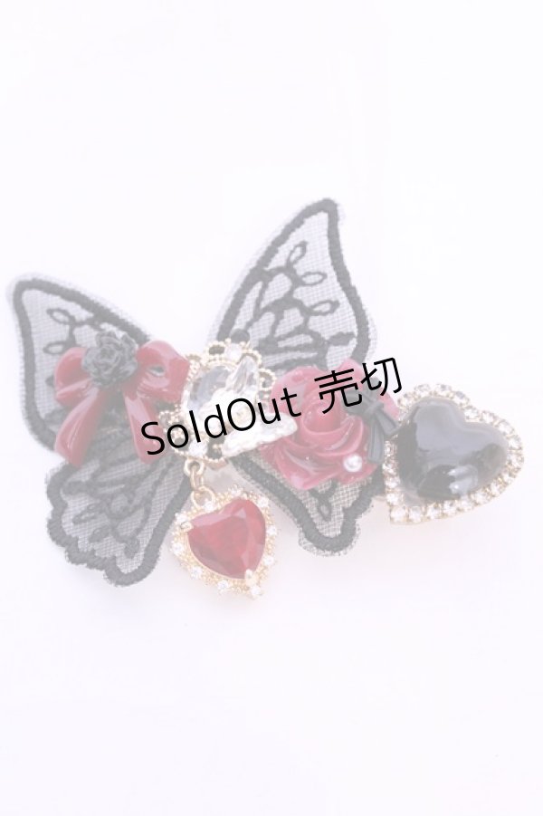 画像1: Haku Healing / バタフライリボンクリップ  クロ×アカ O-25-11-12-039-LO-AC-IG-OS (1)