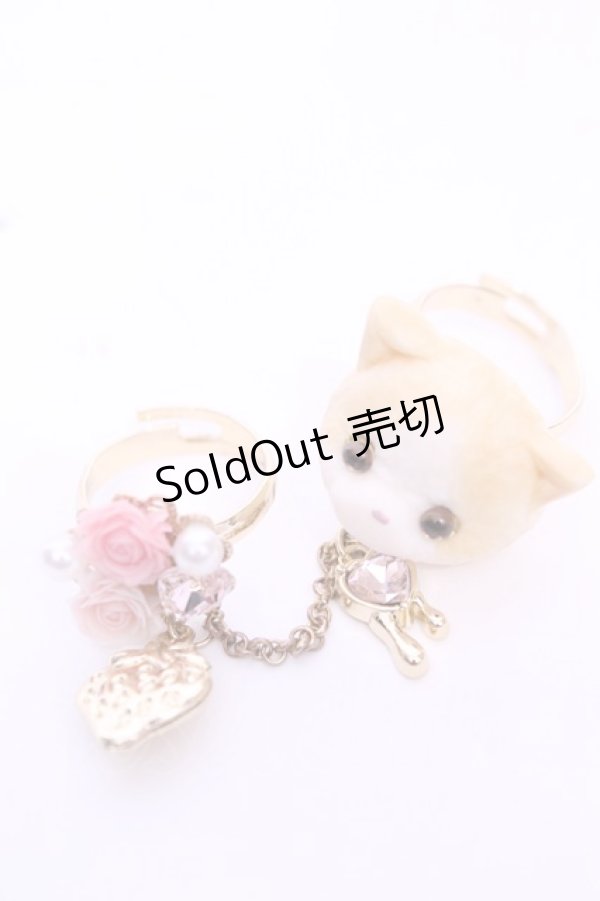 画像1: Baby Meow / 猫フェイスリング  ゴールド×ピンク O-25-11-12-049-LO-AC-IG-OS (1)