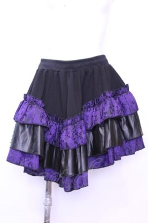 画像: Qutie Frash / 3段フリルミニスカート  ブラック×パープル O-25-11-13-026-QU-SK-OW-OS