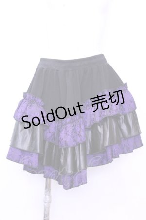 画像: Qutie Frash / 3段フリルミニスカート  ブラック×パープル O-25-11-13-026-QU-SK-OW-OS
