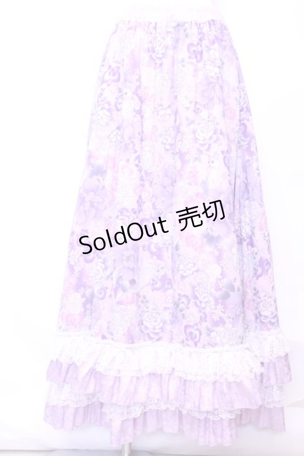 画像1: Qutie Frash / 和柄ロングスカート  ラベンダー O-25-11-13-027-QU-SK-OW-OS (1)