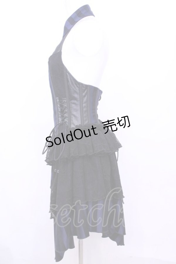 画像4: Qutie Frash / ホルターコルセットベスト  ネイビー×ブラック O-25-11-13-002-QU-JA-OW-OS (4)