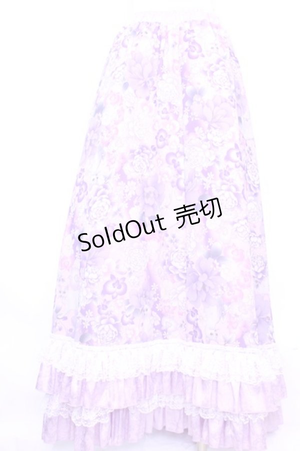 画像3: Qutie Frash / 和柄ロングスカート  ラベンダー O-25-11-13-027-QU-SK-OW-OS (3)