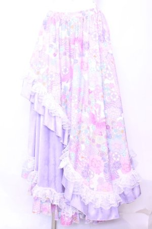 画像: Qutie Frash / 和柄レースロングスカート  ピンク O-25-11-13-028-QU-SK-OW-OS