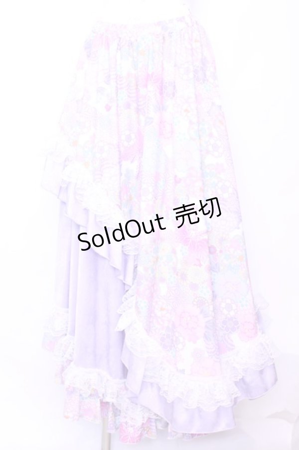 画像1: Qutie Frash / 和柄レースロングスカート  ピンク O-25-11-13-028-QU-SK-OW-OS (1)