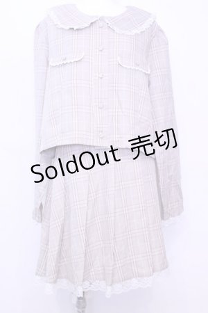 画像: DearMyLoveRose / 丸襟レースセーラーセットアップ 3L ラテチェック O-25-11-13-029-EL-OP-OW-OS