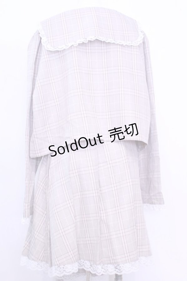 画像3: DearMyLoveRose / 丸襟レースセーラーセットアップ 3L ラテチェック O-25-11-13-029-EL-OP-OW-OS (3)