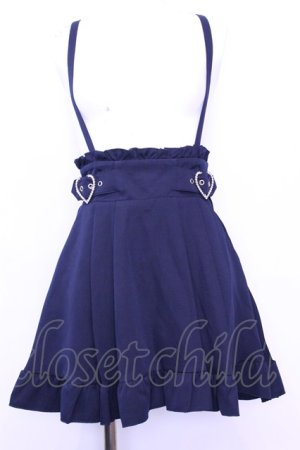 画像: DearMyLove / 推し色サイドキラキラハートバックルサス付きスカート M ネイビー O-25-11-13-031-EL-SK-OW-OS