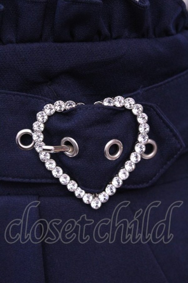 画像2: DearMyLove / 推し色サイドキラキラハートバックルサス付きスカート M ネイビー O-25-11-13-031-EL-SK-OW-OS (2)