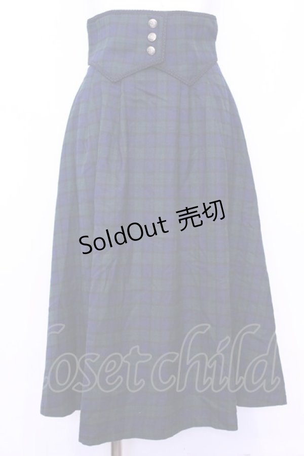 画像1: Maison de FLEUR Petite Robe canone / コルセットベルトチェックスカート  グリーン×ネイビー O-25-11-13-037-EL-SK-IG-OS (1)