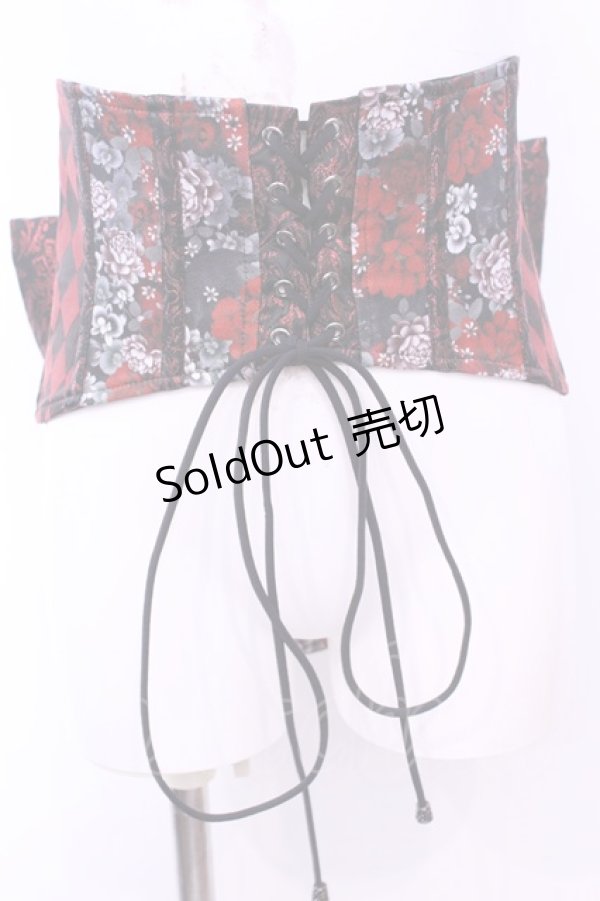 画像2: Qutie Frash / 花魁帯コルセット  レッド×ブラック O-25-11-13-003-QU-TO-OW-OS (2)