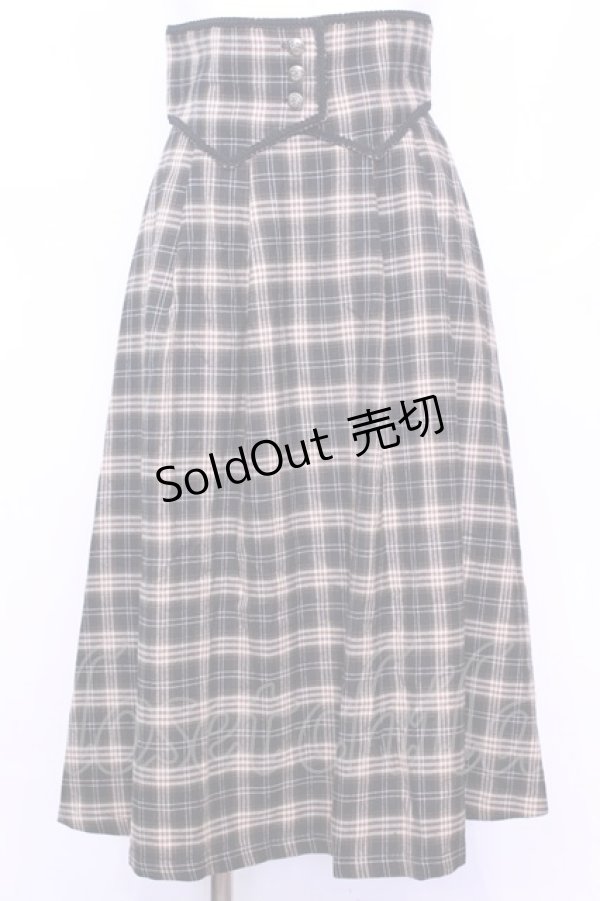 画像1: Maison de FLEUR Petite Robe canone / コルセットベルトチェックスカート  クロ×ベージュ O-25-11-13-038-EL-SK-IG-OS (1)