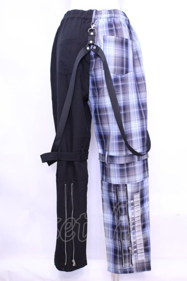 画像2: NieR Clothing / 4POCKET TWO-TONE CHECKED PANTS　パンツ F ブラック×サックス O-25-11-13-044-PU-PA-OW-ZT453 (2)