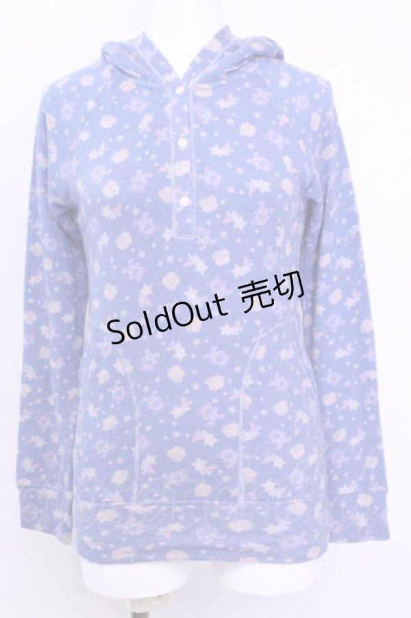 画像1: HYSTERIC GLAMOUR / ファックベア総柄パーカー  ブルー O-25-11-13-049-PU-TO-IG-OS (1)