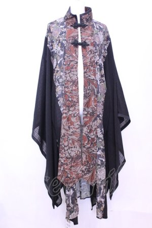 画像: Qutie Frash / チャイナ着物ロングカーデ  ブラウン O-25-11-13-006-QU-JA-OW-OS