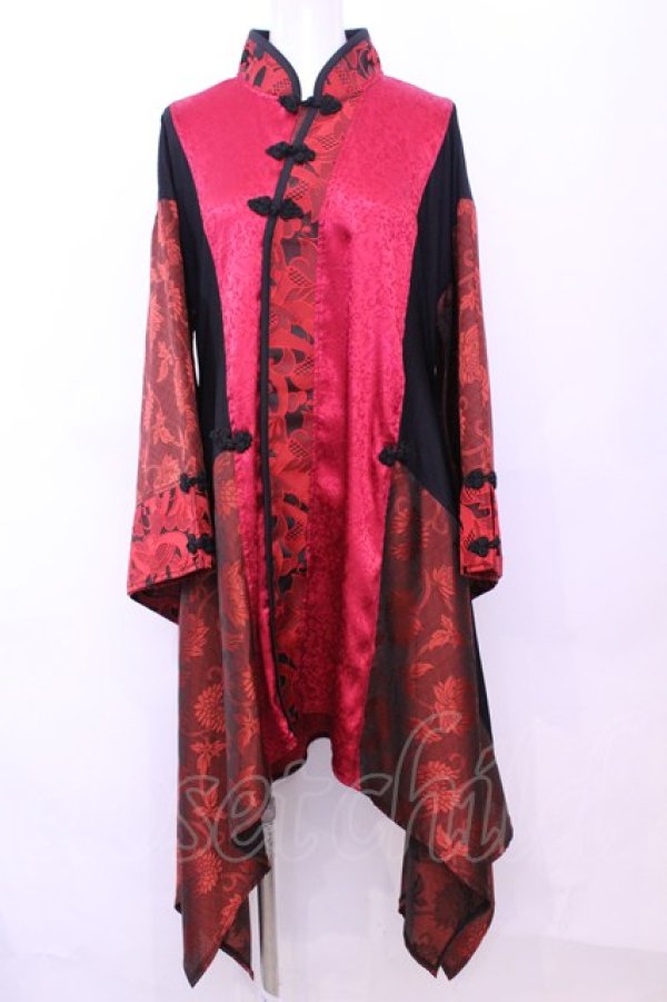 画像1: Qutie Frash / 着物チャイナチュニック  レッド O-25-11-13-008-QU-TO-OW-OS (1)