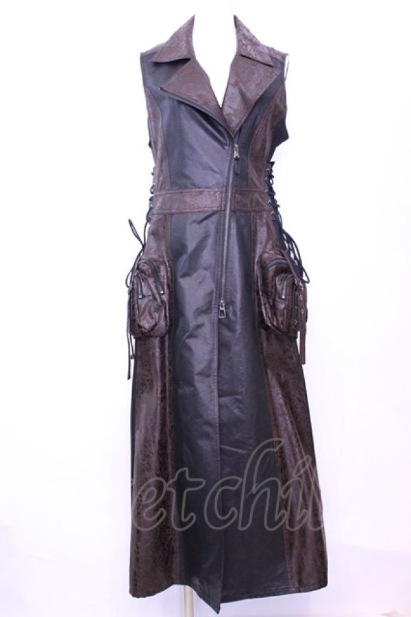 画像1: Qutie Frash / ライダースロングベスト  ブラウン O-25-11-13-011-QU-TO-OW-OS (1)