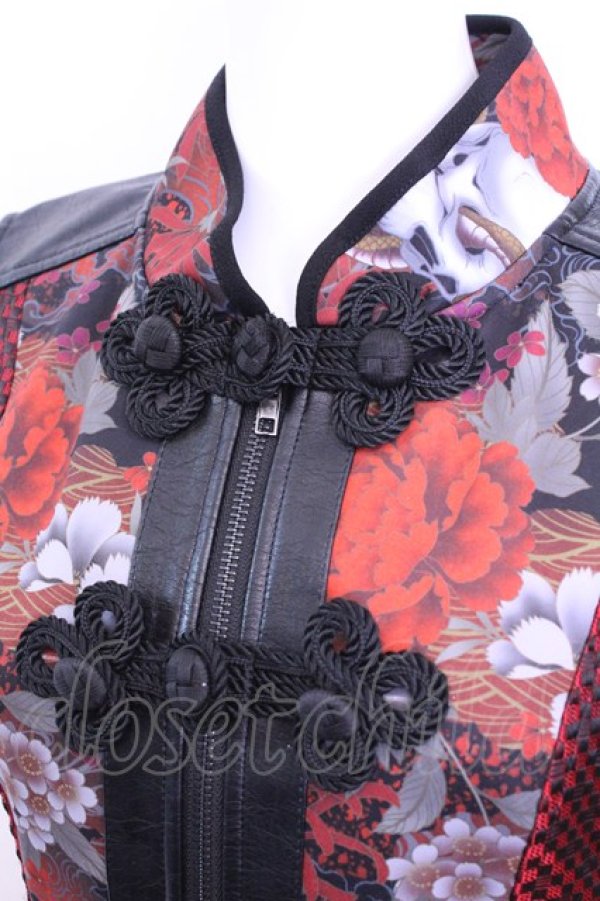 画像2: Qutie Frash / 和柄チャイナチュニック  レッド O-25-11-13-012-QU-TO-OW-OS (2)