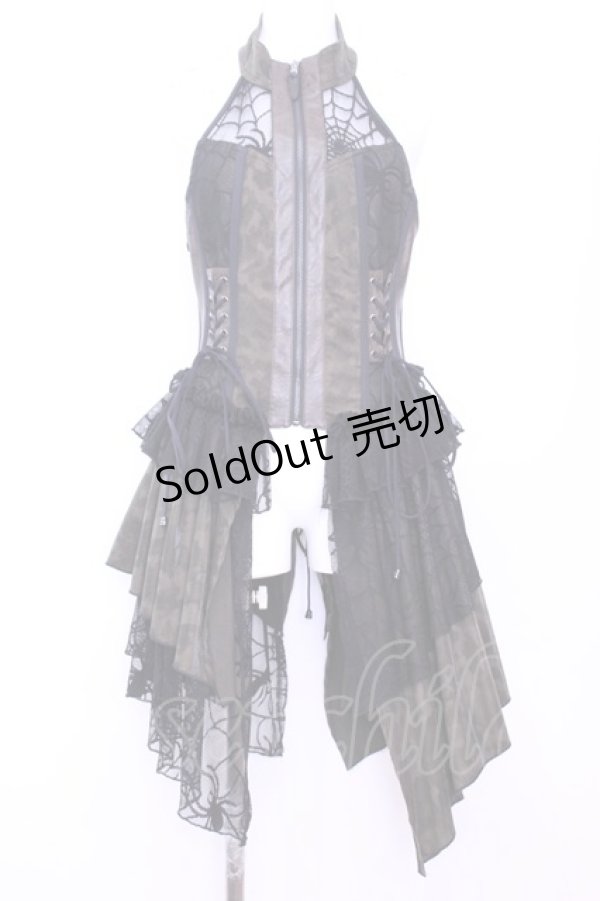 画像1: Qutie Frash / ホルターコルセットベスト  カーキ×カモフラージュ O-25-11-13-016-QU-JA-OW-OS (1)