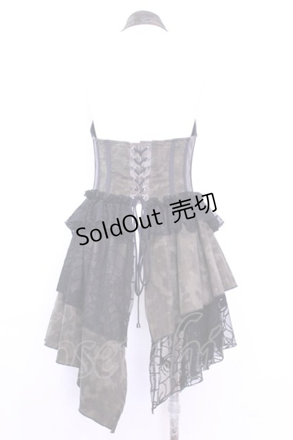 画像3: Qutie Frash / ホルターコルセットベスト  カーキ×カモフラージュ O-25-11-13-016-QU-JA-OW-OS (3)