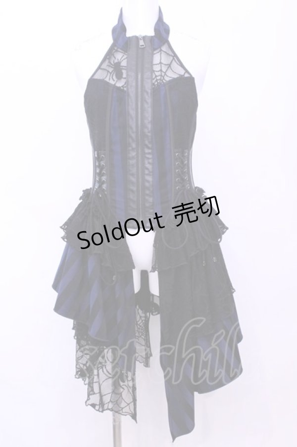 画像1: Qutie Frash / ホルターコルセットベスト  ネイビー×ブラック O-25-11-13-002-QU-JA-OW-OS (1)