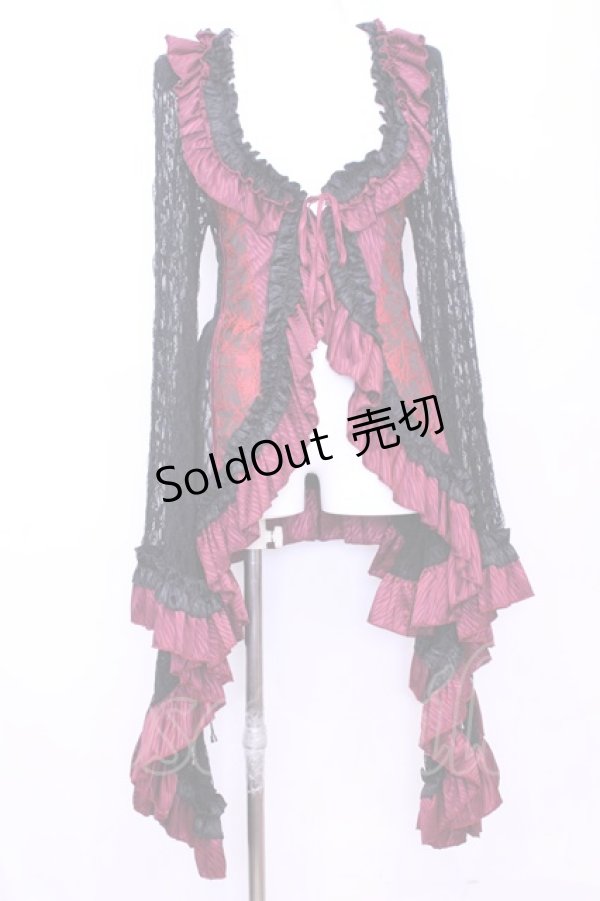 画像1: Qutie Frash / レースカーディガン  ブラック×レッド O-25-11-13-019-QU-TO-OW-OS (1)