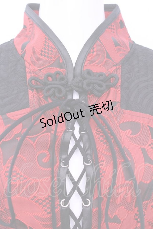 画像2: Qutie Frash / チャイナアシメワンピ  レッド×ブラック O-25-11-13-020-QU-OP-OW-OS (2)