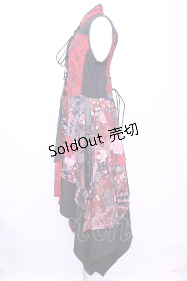 画像3: Qutie Frash / チャイナアシメワンピ  レッド×ブラック O-25-11-13-020-QU-OP-OW-OS (3)