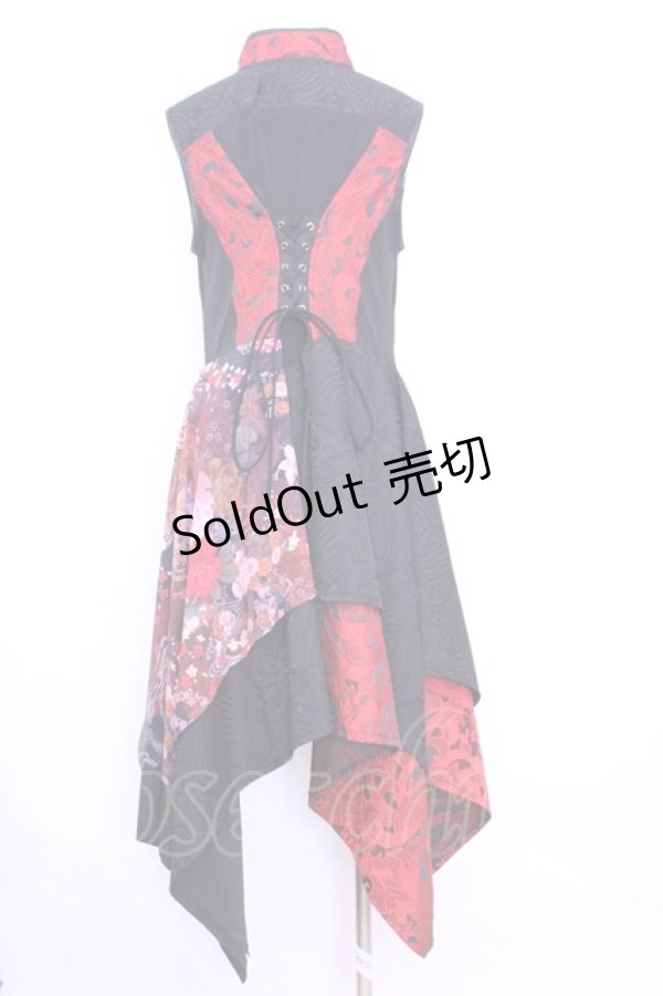 画像4: Qutie Frash / チャイナアシメワンピ  レッド×ブラック O-25-11-13-020-QU-OP-OW-OS (4)