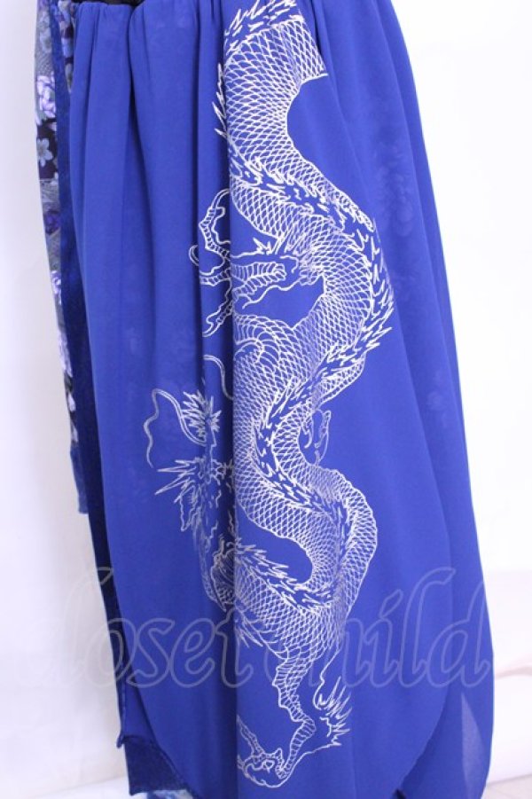 画像2: Qutie Frash / 和柄ワイドパンツ  ブルー O-25-11-13-022-QU-PA-OW-OS (2)